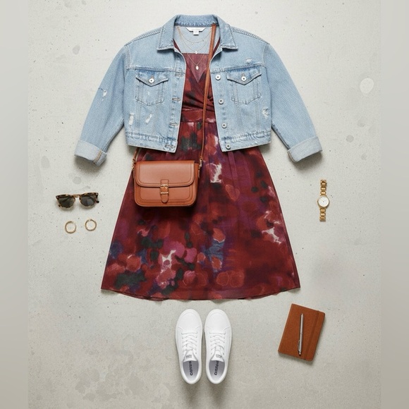 Banana Republic Floral Red Purple Green and Black Dress lined - Picture 3 of 8